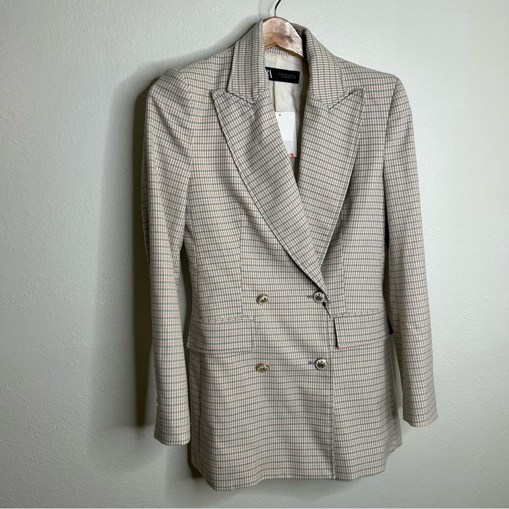 NWT Zara Plaid Structured Double Breasted Oversized Blazer XS - Picture 4 of 14